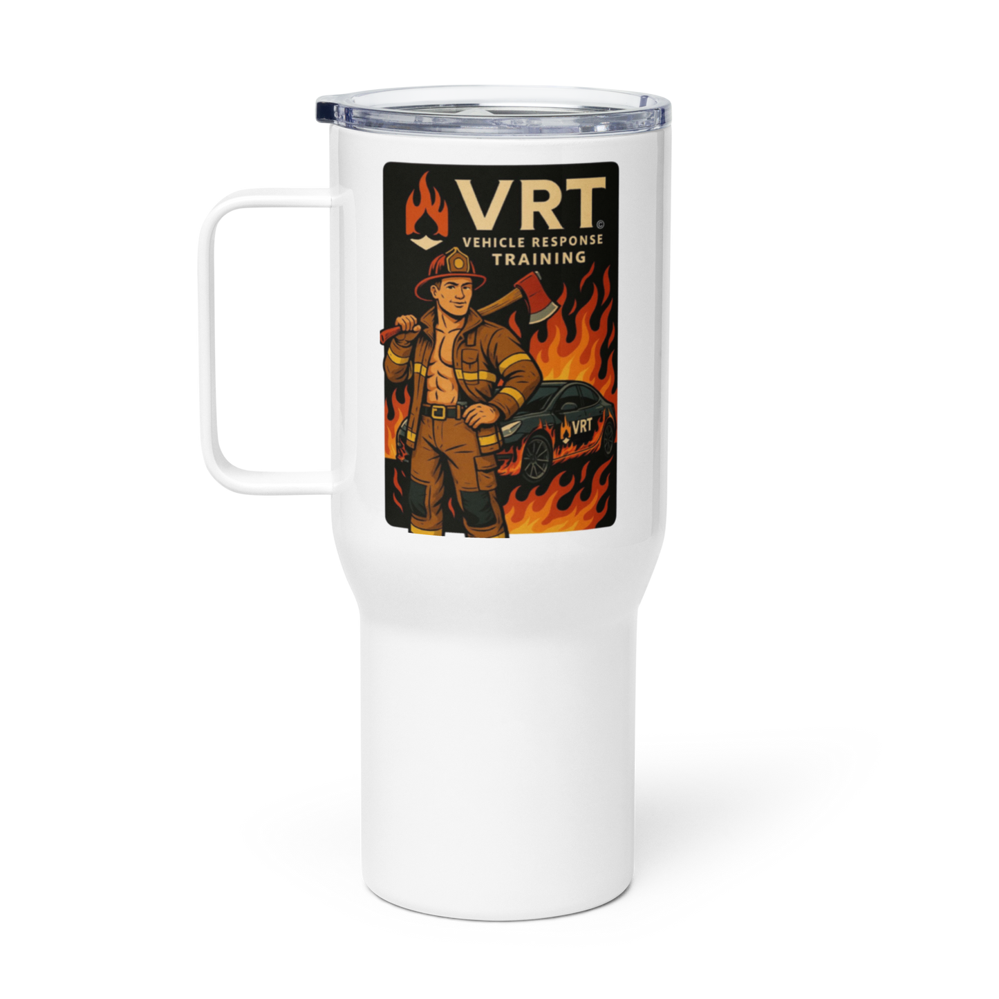 Travel mug with a Fireman